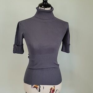 derek heart gray short sleeved turtleneck sweater.  Size is small.